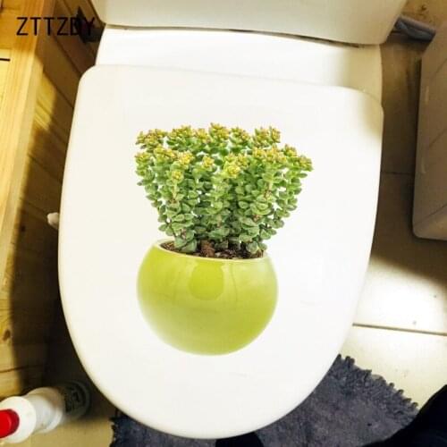 ZTTZDY 17.6×23.1CM Succulent Green Plants Cartoon KidsRoom Decoration Wall Stickers Toilet WC Accessories T6-0245