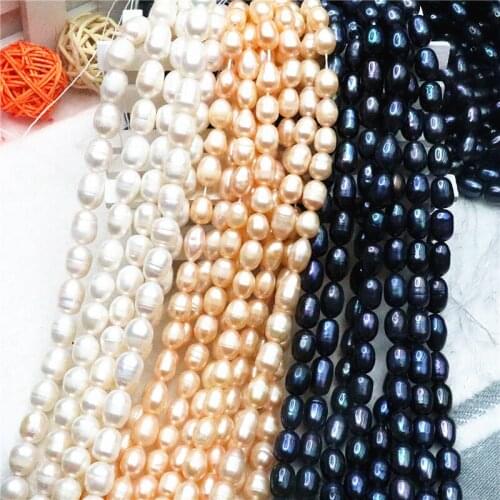 100% Natural Pearls Beads Real Freshwater Pearl Bead Baroque Loose Pearl Rice shape For DIY Bracelet Necklace Jewelry Making 14"