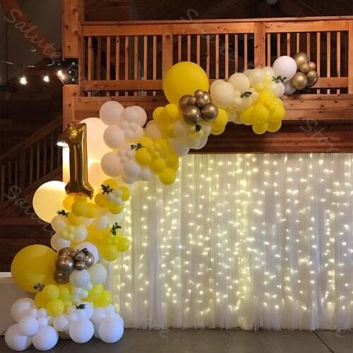 113pcs Globos Baby Shower Decorations White Gold Yellow Balloon Garland Arch Kit Latex Girl Balloon Wedding party decoration