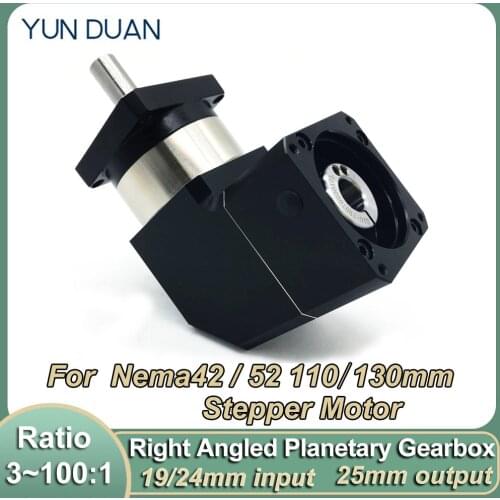 19 24mm Input NEMA42 90 Degree Right Angle Planetary Gearbox 10Arcmin Ratio 3~100:1 for Nema42 110 130mm Stepper Motor Lathe