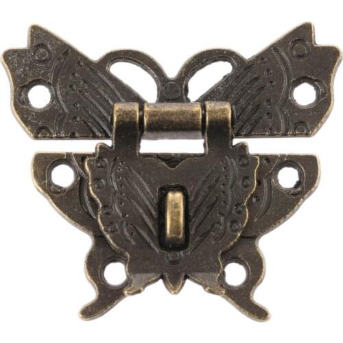 1xAntique Decorative Butterfly Box Latch Jewelry Box Hasp Lock Latch Vintage Hardware for Furniture