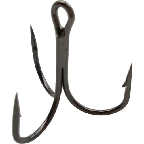 50pcs 35647 High Carbon Steel Treble Fishing Hooks Black Small Round Bent Triple Hard Lure Spoon Fishhook Size 2 4 6 8 10 12 14