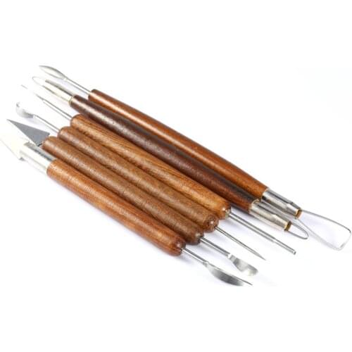 6PCS sculpting tool Pottery Tools Wood Handle Pottery Set Wax Carving Sculpt Smooth Polymer Shapers Pottery Clay Ceramic Tool