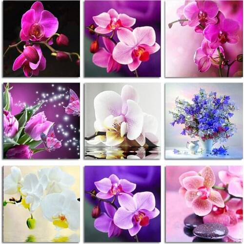 Diamond Painting Orchid And Stone Calla Diamond Embroidery Flowers Pattern Rhinestones Decor Needlework Mosaic Kits Gift Rp490