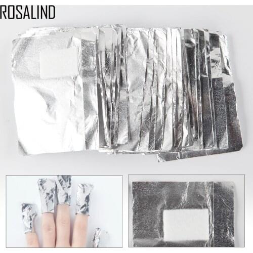 ROSALIND 50PCS/LOT Aluminium Manicure Lint-Free Wipes Cotton Lint For Nail Art Soak Off Gel Polish Nail Removal Wraps Remover