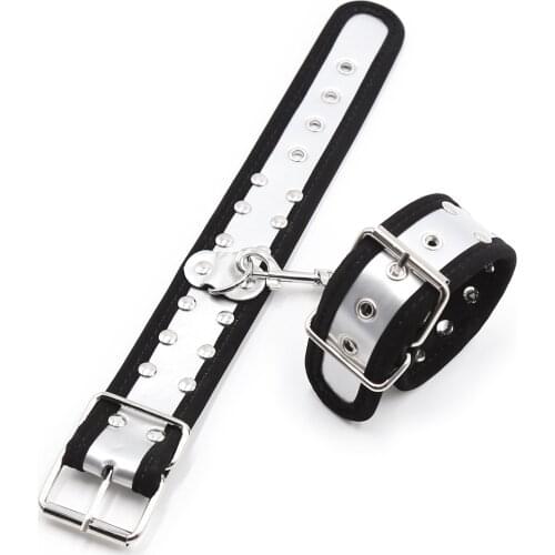 BDSM Bondage Sex Slave Adjustable Plastic Suede Handcuffs Wrist Ankle Chain Shackles Novel Restraints Sex Toys For Couples