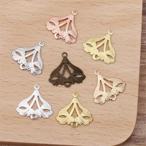 SIXTY TOWFISH 30 Pieces DIY Jewelry Accessories 17*18mm Handmade Materials Charms Brass Flower Filigree Flower Slice