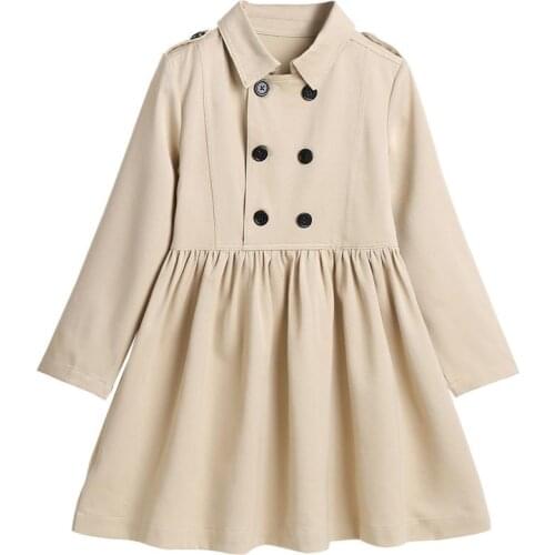 Kids dresses for young girls 9 10 11 12 13 14 15 years college dress teenage girls long sleeve Khaki Trench dress girls school c