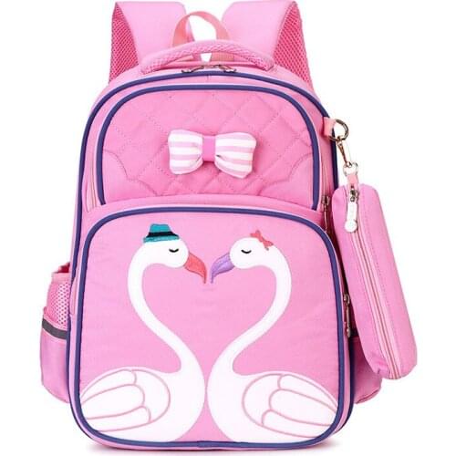 Grades 2-5 Children School Bags for Girls Blue Cartoon Bow Princess Schoolbags Kids Primary School Backpacks for
