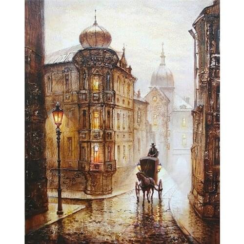 DIY Painting By Numbers Streetscape Handpainted Canvas Painting Home Wall Art Picture for Living Room Best Gift 40X50cm