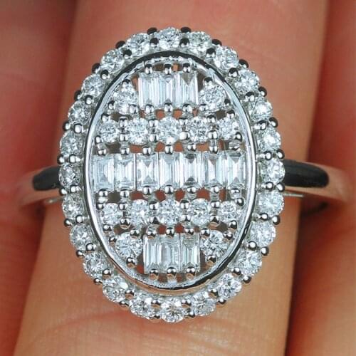 Classic Silver Color Wedding Ring Vintage Female White Crystal Stone Rings For Women Luxury Bridal Oval Zircon Engagement Ring