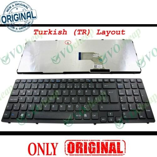 New TR Notebook Laptop keyboard for Sony Vaio SVE15 SVE 15 SVE15 SVE1511 E 15.5" E15 Black * WITH Frame * Turkish 149032031