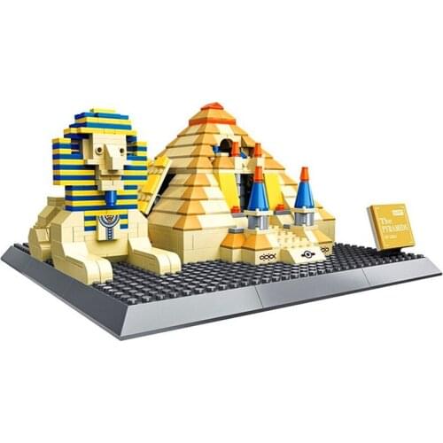 WANGE Architecture Egypt Pharaoh Pyramid Building Blocks Sets Bricks Classic City Skyline Model Kids Toys