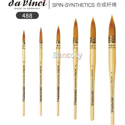 Da Vinci Watercolor Series 488 CosmoTop Spin Paint Brush, Calligraphy and Ink , Quill Round Synthetic, Lacquered Natural Handle