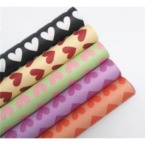 LEOsyntheticoDIY Valentine Hearts Printed Synthetic Faux Leather Fabric Vinyl Sheets Felt Backing For DIY Bows 21X29CM R141