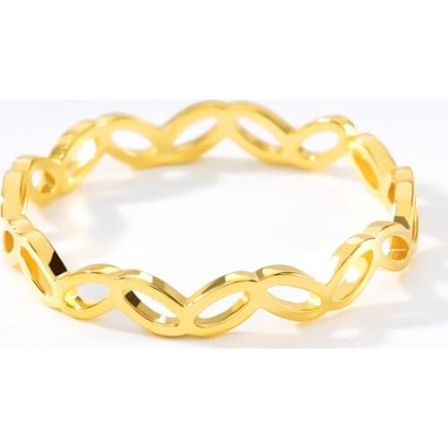 Minimalism Hollow Flower Leaf Garland Rings For Women Eternity Love Jewelry Stainless Steel Thin Stacking Ring Best Friend Gifts