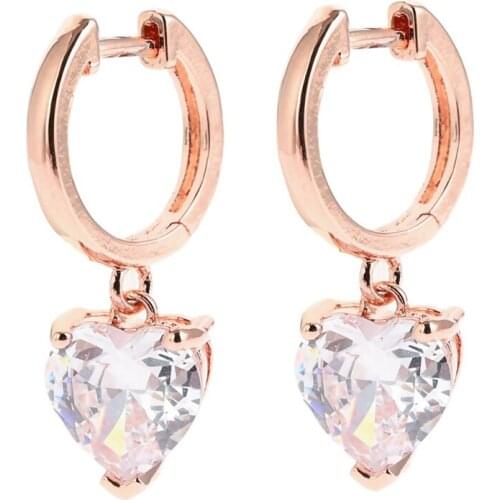 Fashion Circle Earrings Circular heart-shaped crystal Zircon Lovely All-match Ear Buckle Small stud earrings Female jewelry