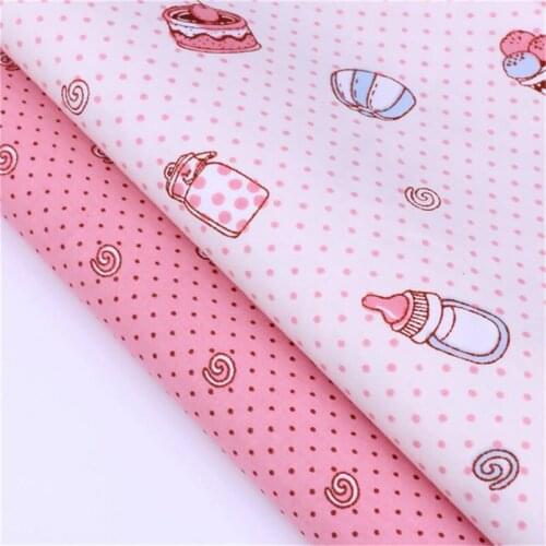 Milk Bottle Pink Dots Knit Cotton Fabric 50 * 40 Patchwork For Sewing Christmas Baby Dress Kitchen Table Cloth Printed Warp Twil