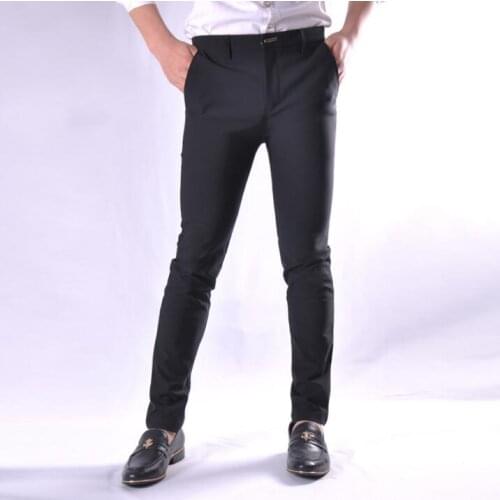 HOT Autumn new Mens smooth stretch casual pants youth skinny trousers hair stylist Korean men Business simple Feet pants 28-36