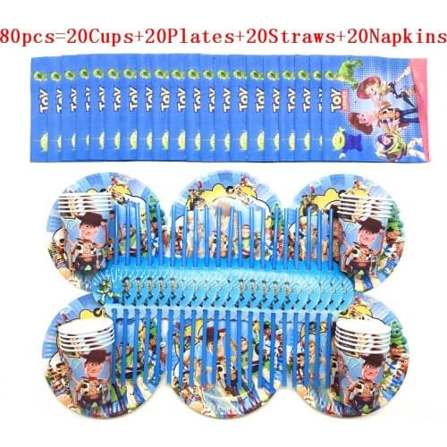 Disney Cartoon Toy Story Theme Kids Birthday Party Decoration Sets Party Supplies cups plates straws Napkins party decoration