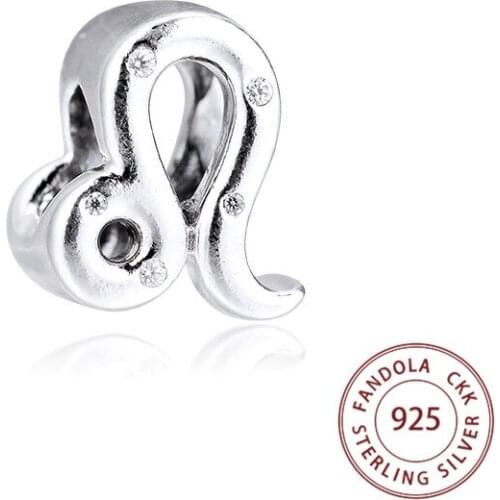 Genuine 925 Sterling Silver Sparkling Leo Zodiac Charms Beads Fits Original Bracelets Charmsy DIY Jewelry Making Kralen