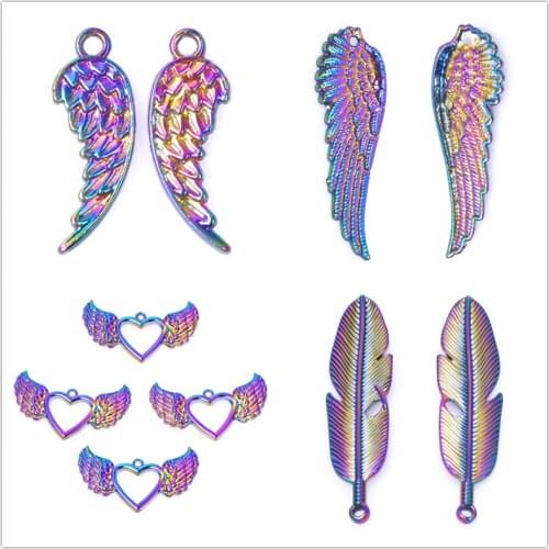 5x Feather Charm Wings Pendant Charms For Jewelry Making Supplies DIY Necklace Earrings Personality Accessories Fashion Supplies
