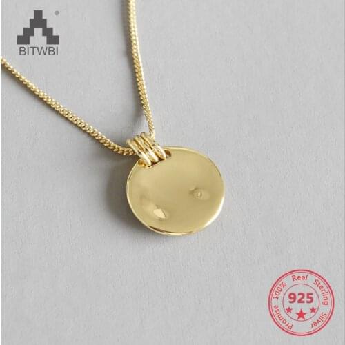 S925 Sterling Silver Irregular Concave Surface Geometry Round Short Clavicle Necklace Jewelry for Women