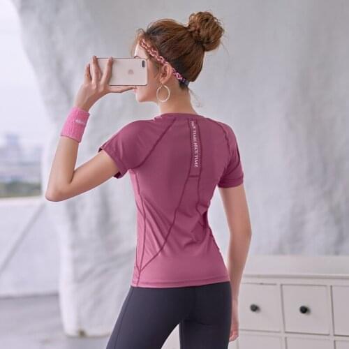 Yoga shirt fitness top for gym running training workout sportswear women clothes summer fashion