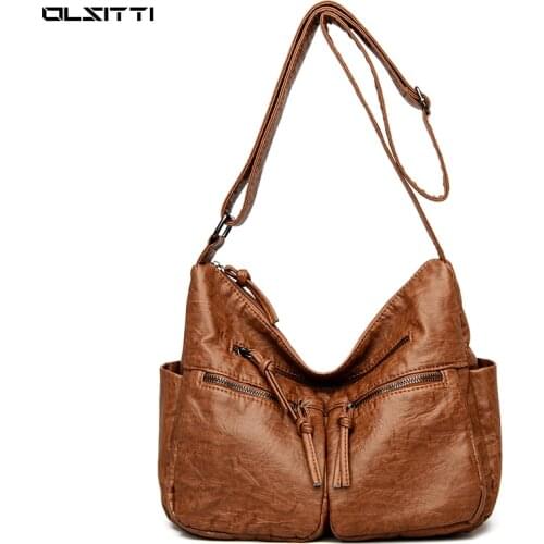 High Quality Soft Leather Shoulder Bags for Women 2021 Retro New Luxury Designer Crossbody Bag Female Concise Sac Epaule