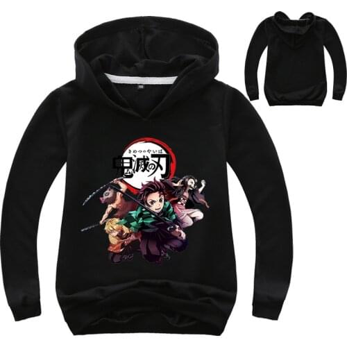 Hot Demon Slayer Anime Kimetsu No Yaiba Hoodies Sweatshirt Boys Girls Streetwear Cartoon Pullover Costume Hooded Autumn Children