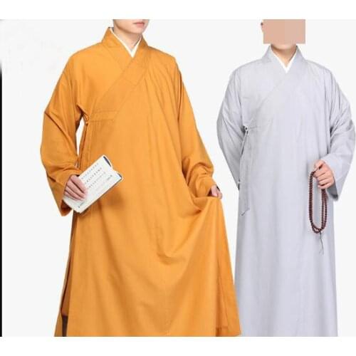 UNISEX SUMMER&SPRING buddhist shaolin kung fu monks uniforms zen martial arts gown robe clothing earthy yellow clothes