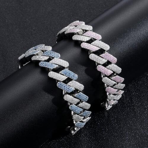 High Quality Iced Out Men Jewelry 5A CZ Hip Hop Bling Micro Pave Cuban Bracelet big heavy chunky necklace for men boy