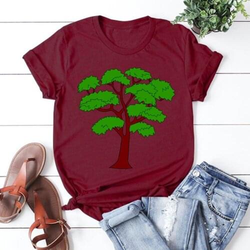 Tree Women 2021 Summer Short Sleeve Fashion Print Lady T-shirts Top T Shirt Ladies Womens Graphic Female Tee TX8427