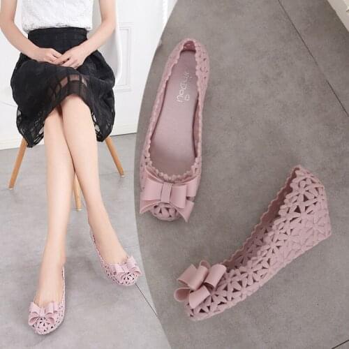 2021 summer new hollow jelly womens shoes breathable slope with Roman sandals soft surface non-slip beach shoes