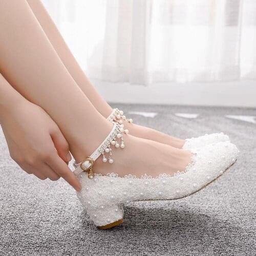 Crysta Queen Ankle strap Womens wedding shoes shoes woman High heels platform Heels Evening Party Glittering Round Toe Custom