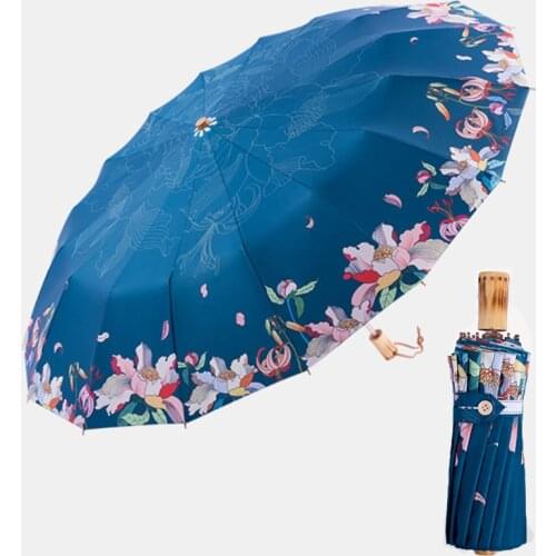 Umbrella rain women Simple Retro 16 Bones Enhanced Windbreak Parachute Creative Umbrellas For mens gifts parasol