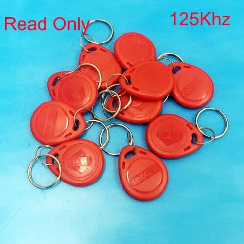 10 pcs 125khz keyfobs card Red TK4100 Chip Keycard Read only Access key-chain Card for Access Control System Key only