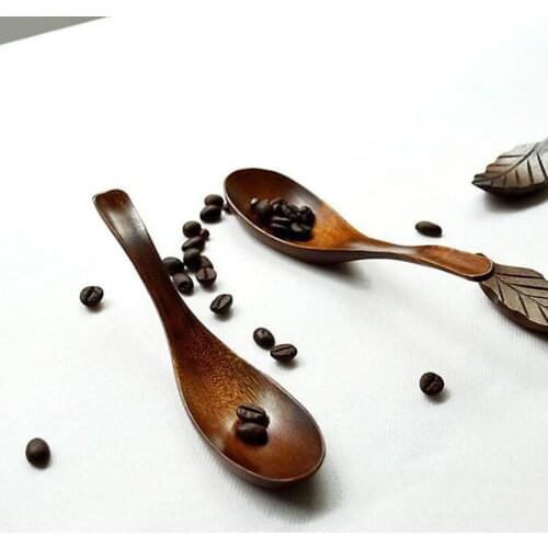 100pcs Creative Wood Spoons Wooden Tableware Porridge Soup Cereal Spoons Japanese Style Dessert Coffee Stirring ZA6170