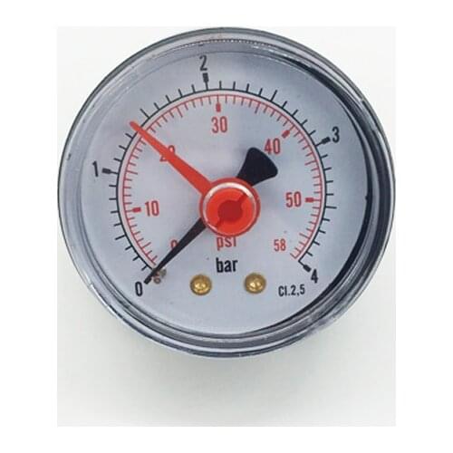 2 Inches Plastic Pressure Gauge Back Mounting With Memory Needle 0-58 PSI 0-4 BAR 1/8'' NPT