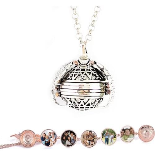 2PCS Antique Four-Color Angel Wings Locket Necklace Memory Photo Pendant Jewelry Fashion Women