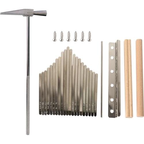 21 Keys Steel Kalimba Replacement Keys+Wood Bridge+Tuning Hammer Kit Thumb Piano Musical Instrument Parts Accessories