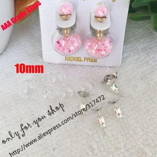 25set/lot 10*3mm Glass Bubble & Stud Earring set DIY Glass Vial Pendant Earing findings