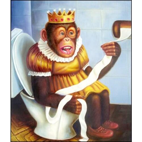 5D DIY Diamond Painting Toilet WC Decor The Monkey Queen Full Square / Round Diamond Embroidery Rhinestone Mosaic Cross Stitch