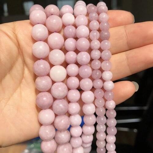 6/8/10mm Natural Purple Kunzite Spodumene Stone Beads Loose Round Crystal Spacer Beads For Jewelry Making DIY Woman Bracelet