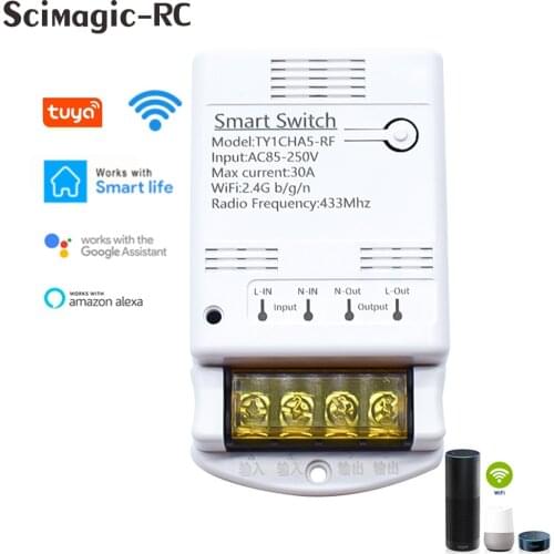 AC 85-265V 30A 4CH Tuya Switch WiFi Switch Module Wireless Relay Smart Life APP Remote Control for Smart Home Switch