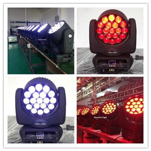 Free shipping 8pcs/lot 19x12W led moving head wash zoom RGBW 4in1 high bright led moving head wash beam