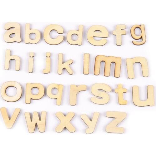 26Pcs Lowercase Alphabet Letter Wood Slices For Craft Supplies Scrapbook Diy Handmade Home Decor Natural Wooden Ornaments M2619