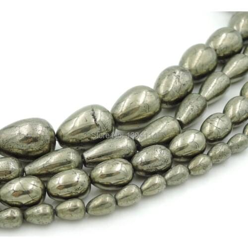 Natural Pyrite Drop Straight Hole Beads Strand For Making Bracelets Or Necklaces Jewellery Approx 16 Inches