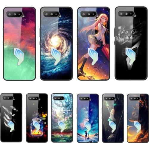 Case For ASUS ROG Phone 5 Phone Case Tempered Glass Case Back Cover With Black Silicone Bumper