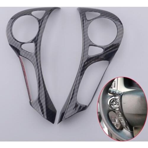 1Pair Carbon Fiber Black Steering Wheel Button Decor Cover Trim Car Styling ABS Fit For Honda Accord 2014 2015 2016 2017